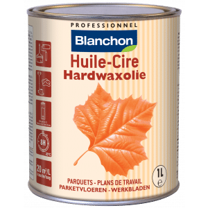 Bidon Blanchon PROFESSIONNEL Huile-Cire Hardwaxolie 1L pour parquets et plans de travail. Feuille orange. Séchage 8h, 20m²/L.